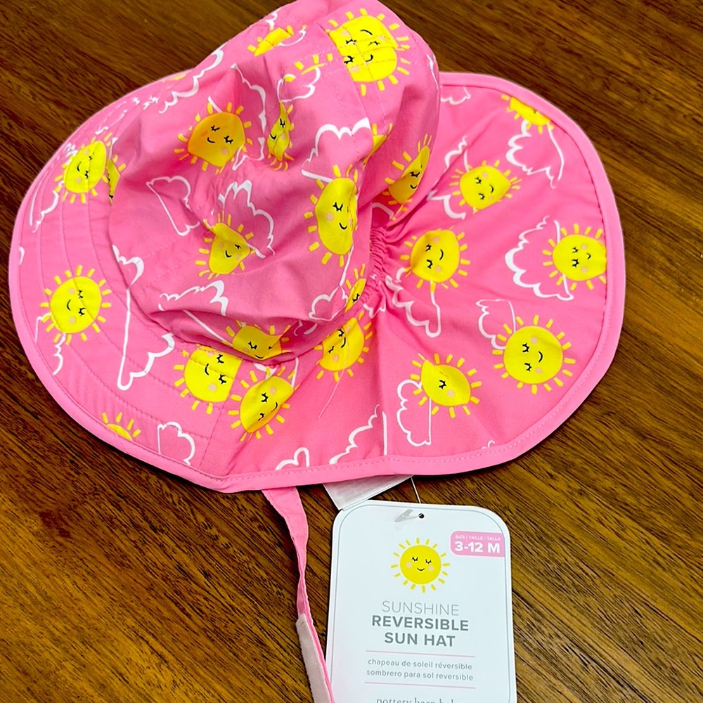 Pottery Barn Baby Pink and Yellow Reversible Sun Hat